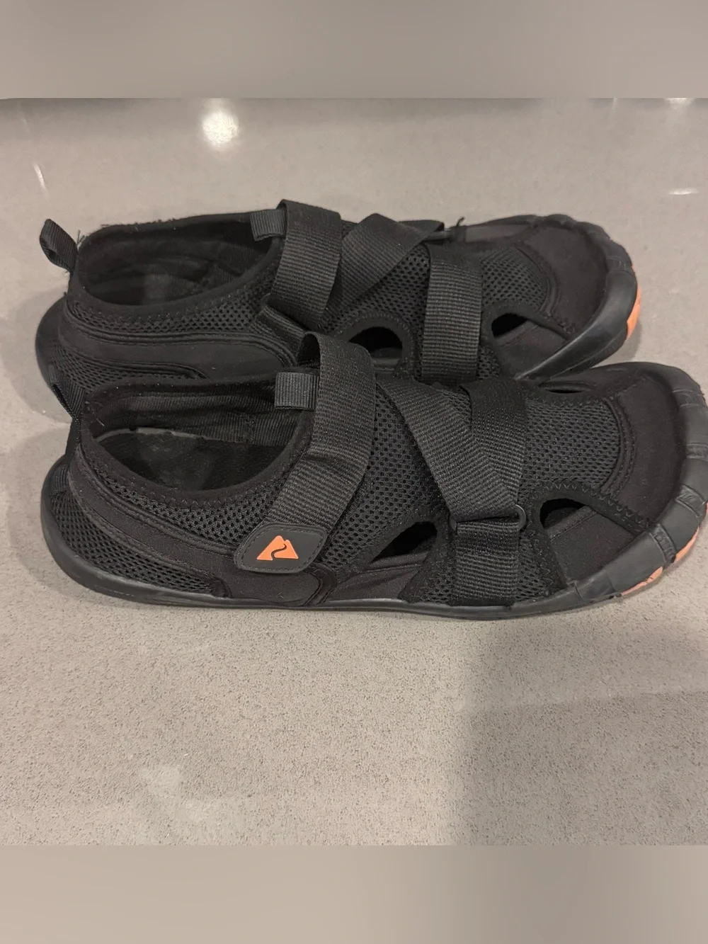 Ozark Trail Black Outdoor Sandals with Orange Accent